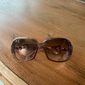 Square Gucci shimmer pink gold bamboo sunglasses